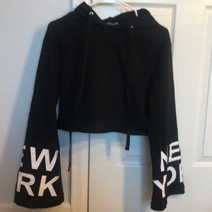 Black Cropped Hoodie